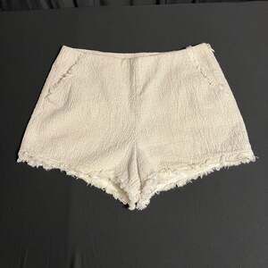 J.O.A. Los Angeles Tweed Raw Edge Shorts in Cream size M